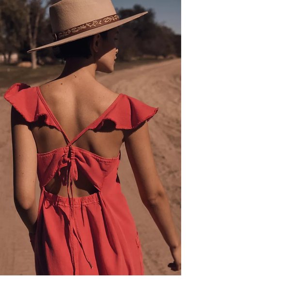 Anthropologie Pilcro Flutter Sleeve Midi Dress SIZE S new with tag red - Picture 3 of 5